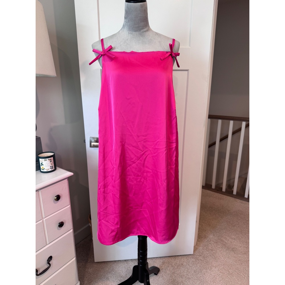 Kate Spade New York Target Hot Pink Satin Bow Shift Dress XXL Sleeveless Mini